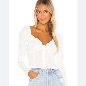Free people- Ladybug Long Sleeve Top in white XS